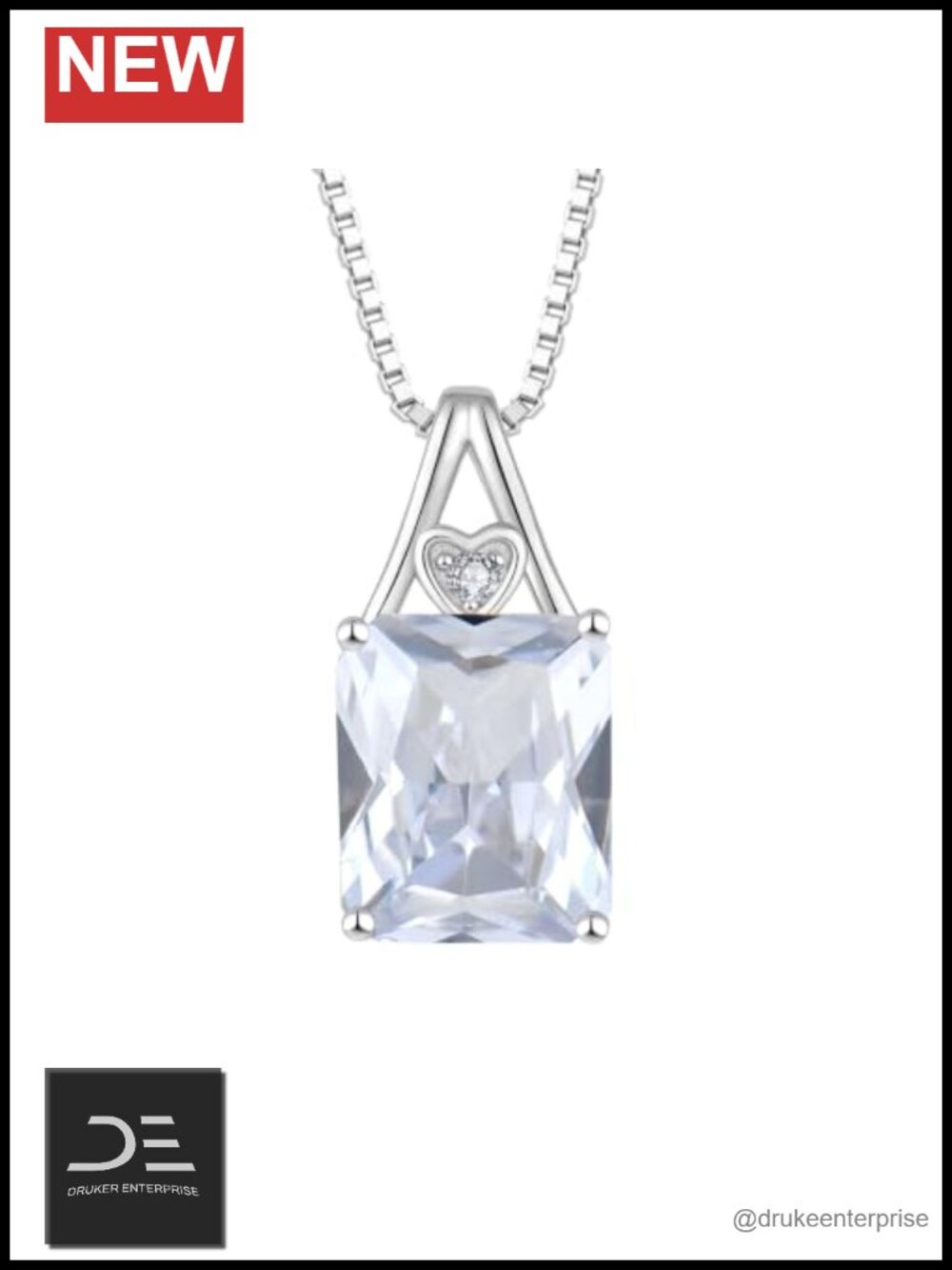 Emerald Cut Pendant Necklace 925 Sterling Silver Birthstone Jewelry